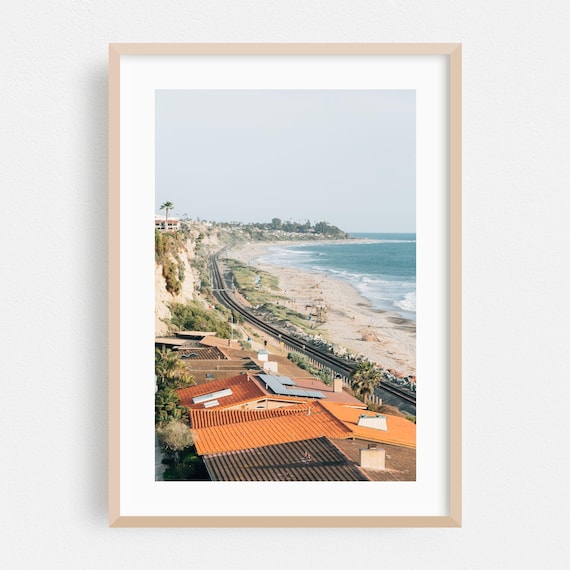 San Clemente California Coastal Cliffs Beach with Rooftops Poster