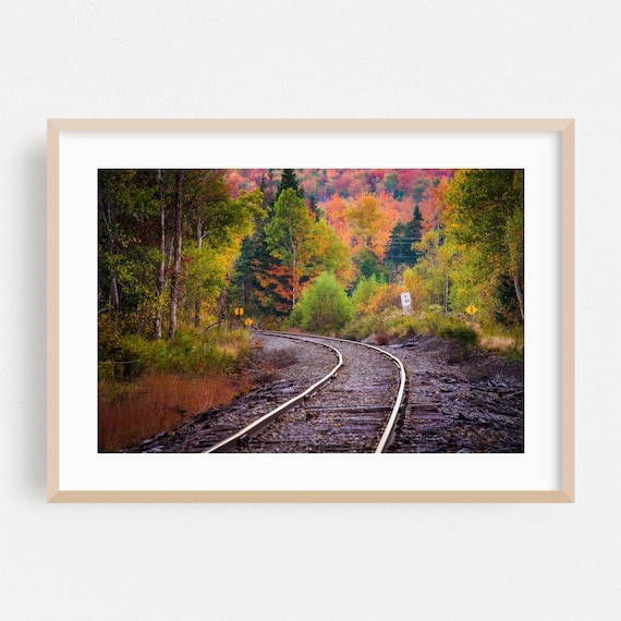 Autumn Railroad Tracks Through Fall Foliage New Hampshire Poster