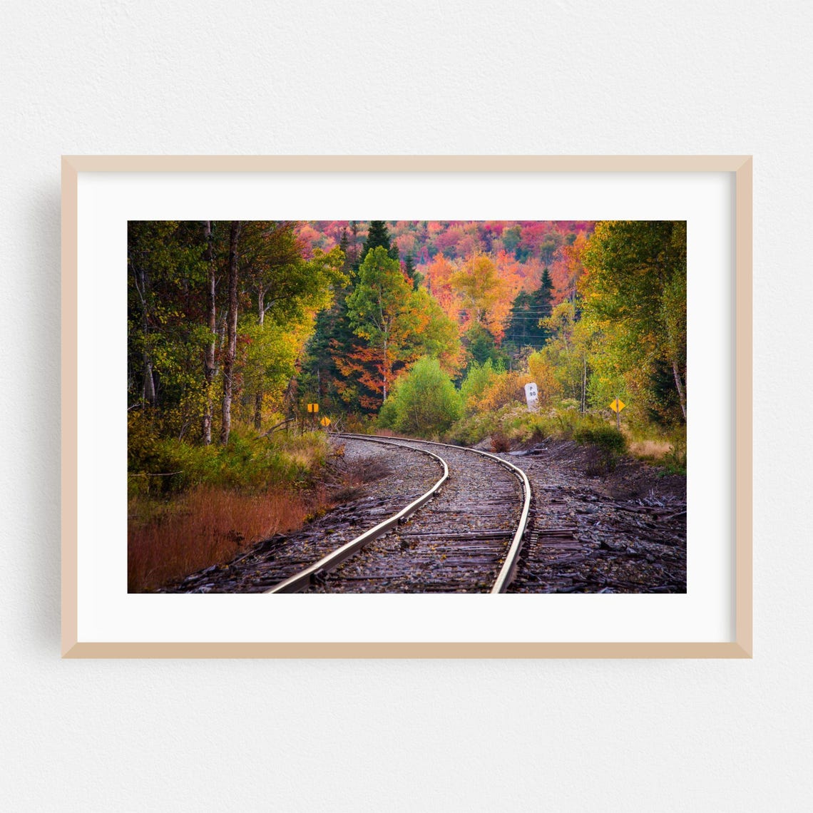 Autumn Railroad Tracks Through Fall Foliage New Hampshire Poster