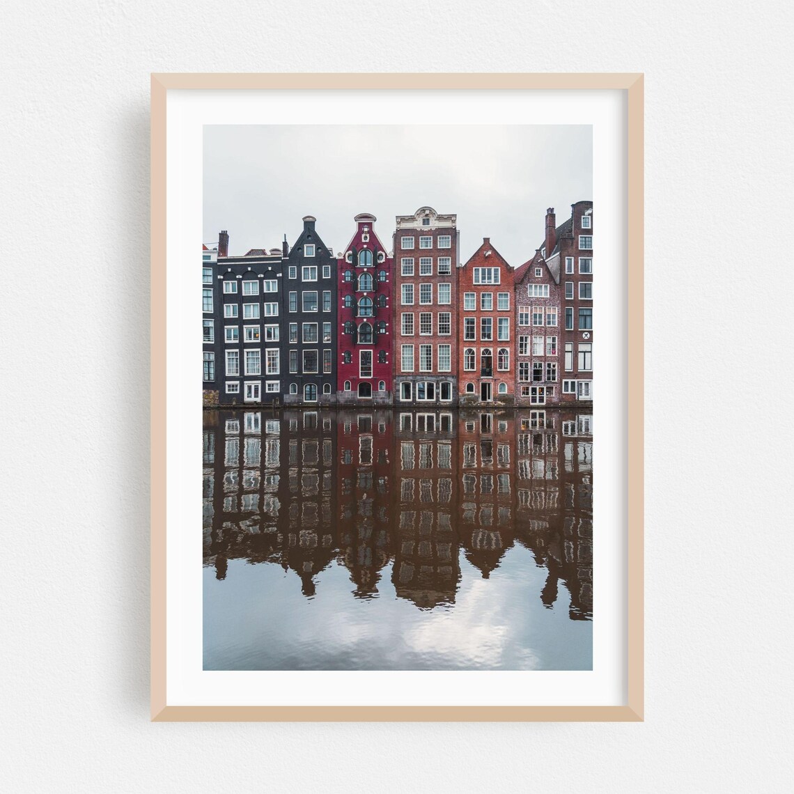 Amsterdam Canal Houses Water Reflection Cityscape Photography Poster