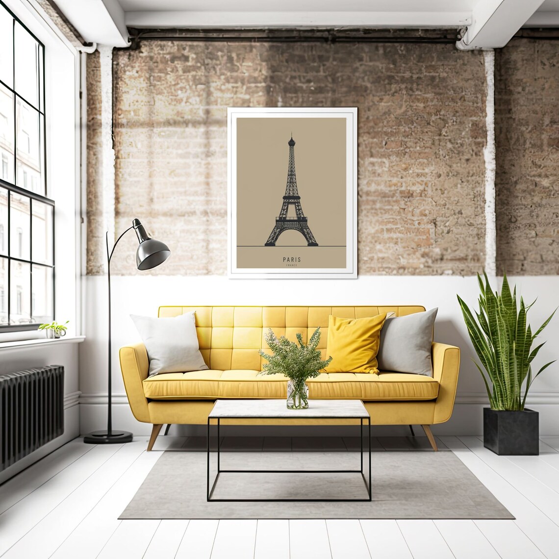 Eiffel Tower Silhouette Beige Minimalist Paris France Poster - Image 5