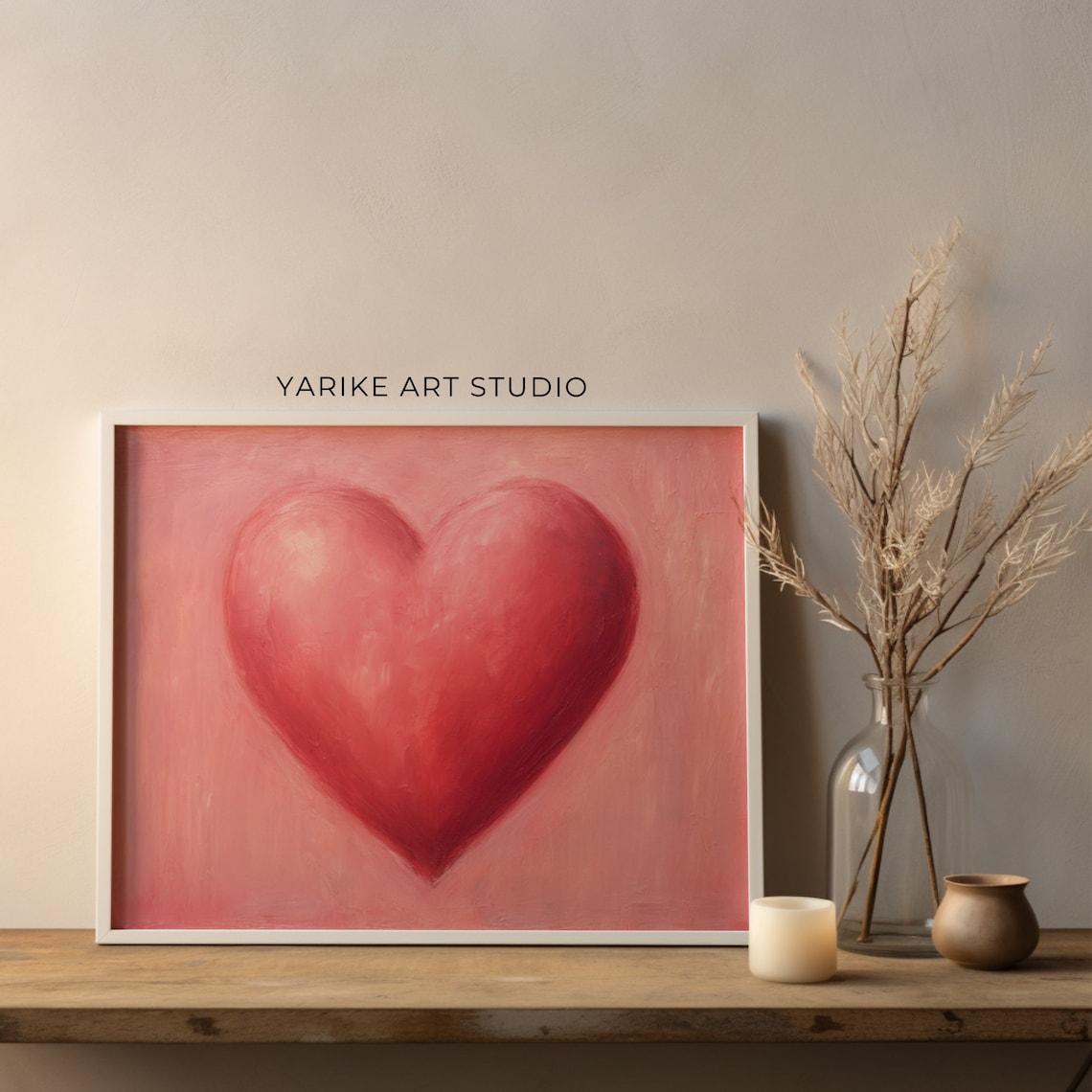 Bold Red Heart On Pink Romantic Minimal Valentine Day Art Poster - Image 3