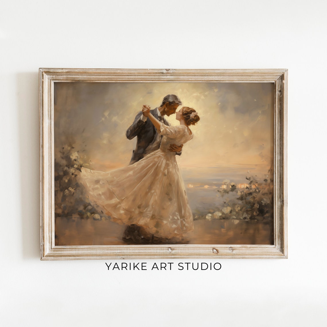 Romantic Couple Waltz Dancing at Sunset Vintage Painting Poster - Image 6