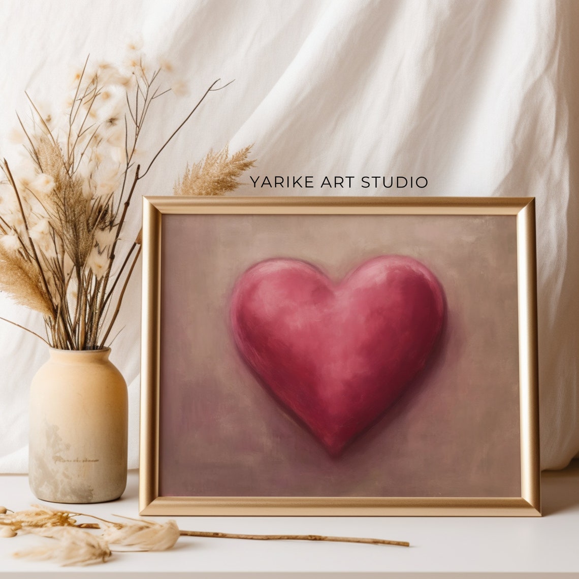 Pink Heart Painting Simple Romantic Love Minimalist Art Poster - Image 4