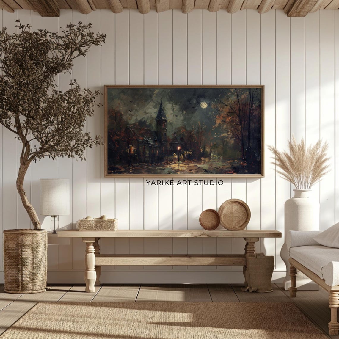 Vintage Night City Painting Frame Tv Art Moody Town Landscape Tv Art Frame Living Room Tv Art 224 - Image 2