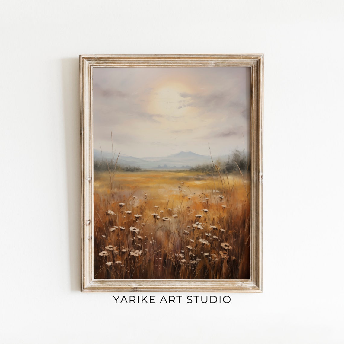 Golden Autumn Field Sunset Wildflower Meadow Fall Scenery Poster