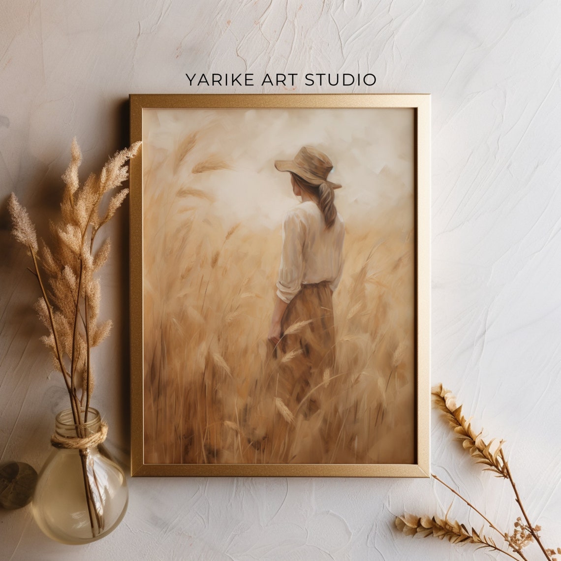 Woman In Wheat Field Painting Autumn Landscape Print Autumn Decor Farmhouse Decor Autumn Wall Art Wheat Field Print Ai Wall Art 418 - Image 4