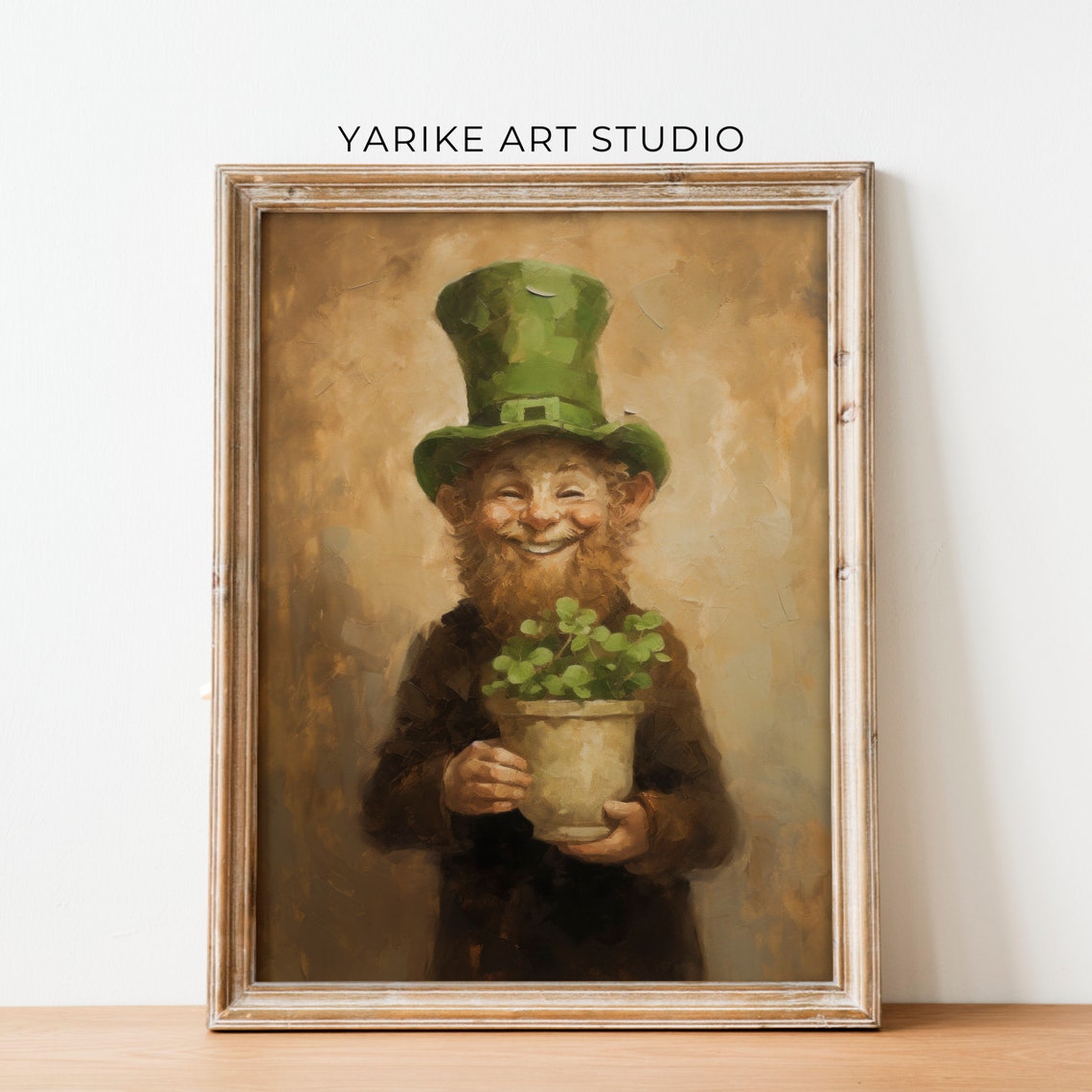 Leprechaun Portrait Holding Clover Pot Saint Patricks Day Poster - Image 2