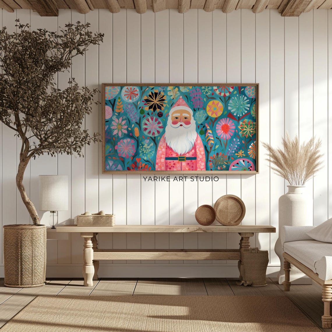 Father Christmas Folk Art Frame Tv Art Santa Claus Portrait Frame Tv Art Seasonal Tv Screensaver Christmas Decor 262 - Image 2