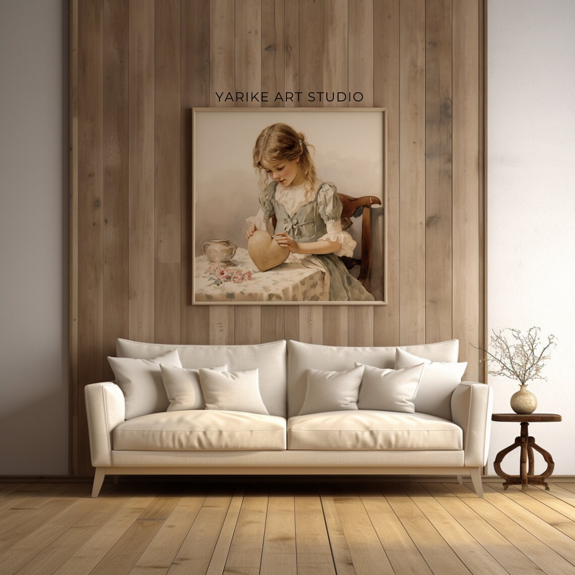 Victorian Girl Wooden Heart Sweet Vintage Portrait Painting Poster - Image 3