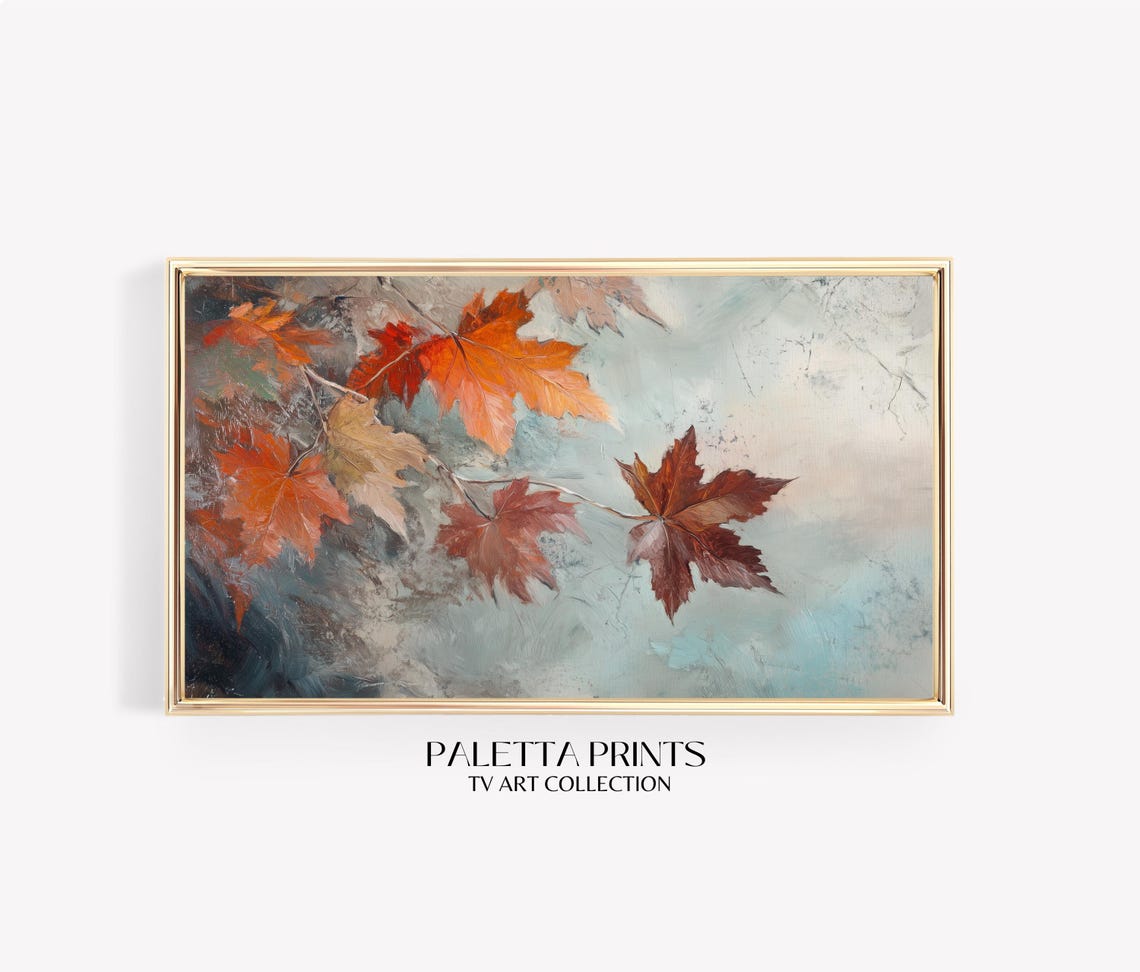 Vibrant Autumn Maple Leaves Red Orange Fall Branch Art Print