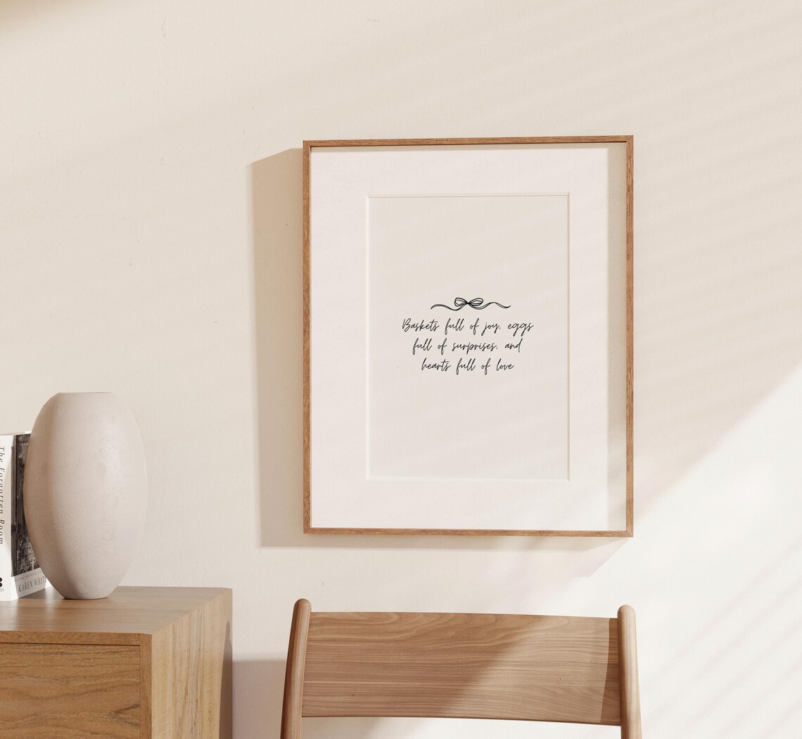 Easter Quote Wall Art Spring Typography Ribbon Festive Holiday Home Decor Artwork Simple Minimal Art For Easters - Image 2
