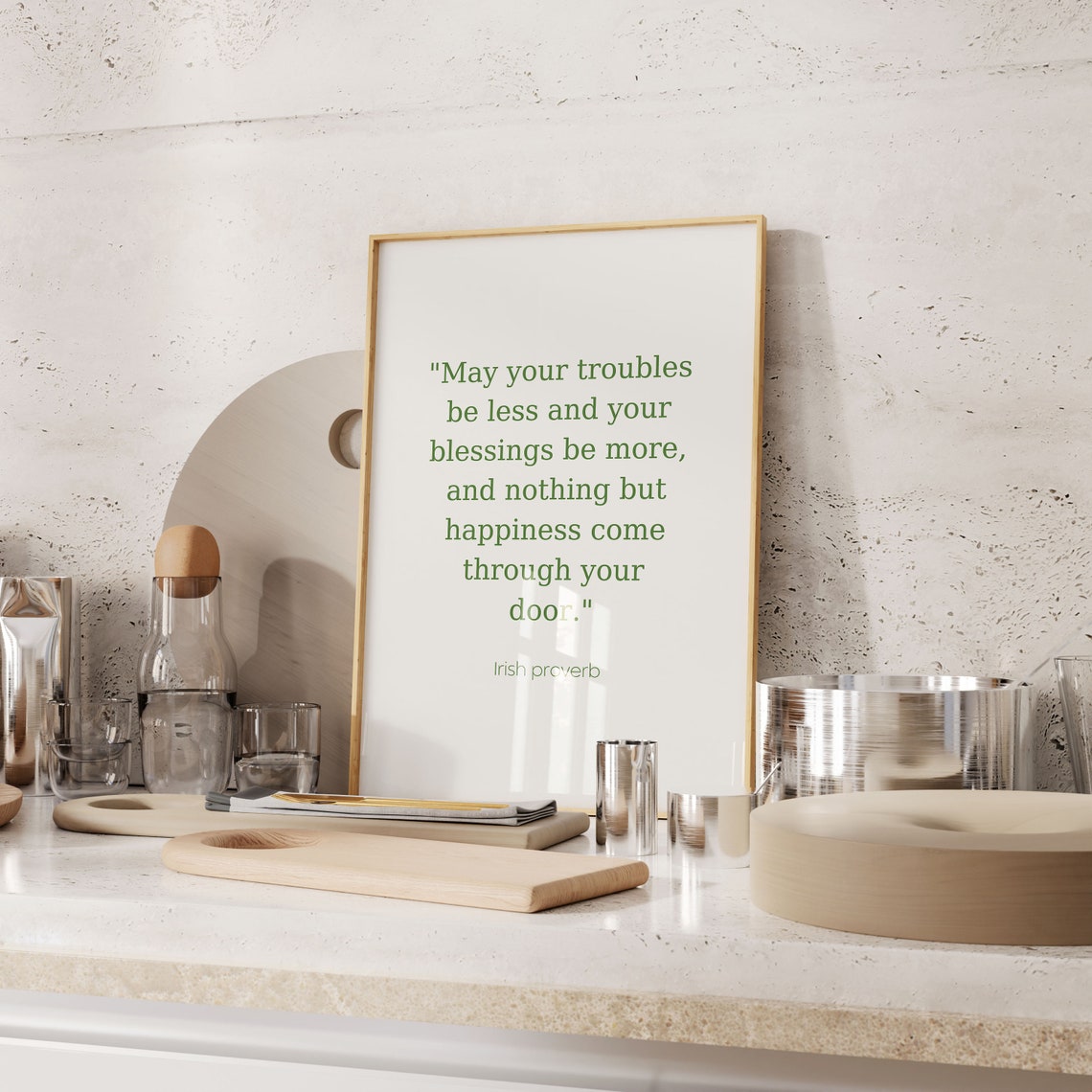 Irish Blessing Proverb Quote Green Typography Motivational Wall Art - Image 3
