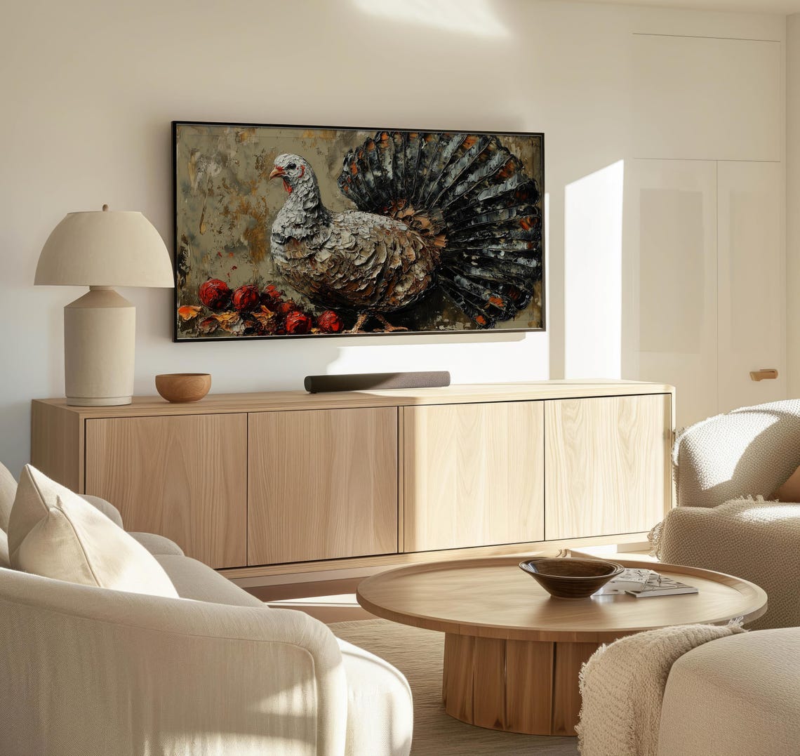 Frame Tv Impressionist Turkey Art Art For Frame Tvs Nature Tv Art Rustic Animal Tv Art Thanksgiving Paletta Prints - Image 3