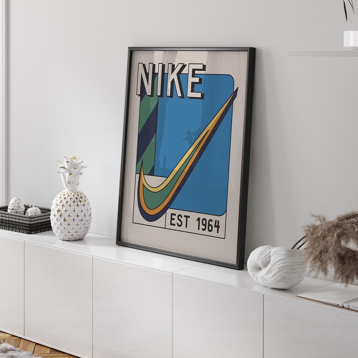Retro Nike Est 1964 Giant Swoosh Vintage Streetwear Wall Art