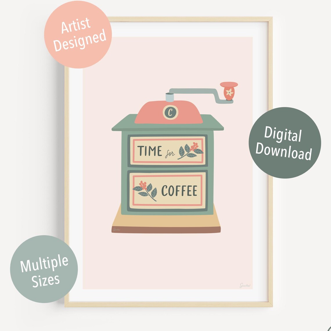 Retro Coffee Grinder, Kitchen Art Poster - Image 3