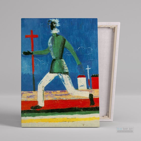 Abstract Wall Art Hand Painted Oil On Colourful Abstract Art The Running Man By Kazimir Malevich Museum Quality Reproduction