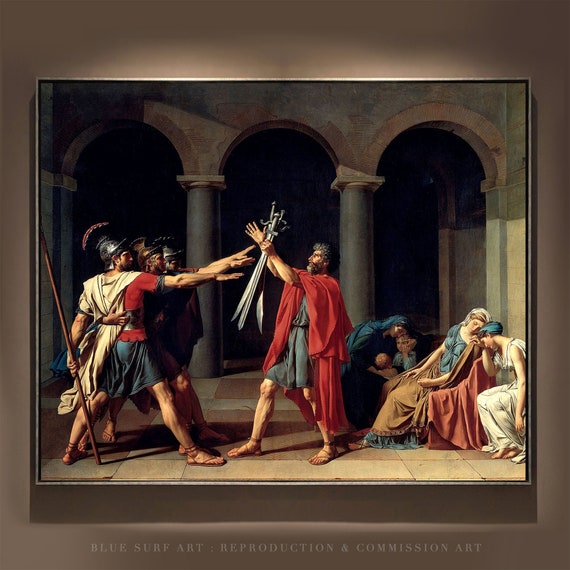Oath Of The Horatii Jacques Louis David Reproduction Art Room Decor Wall Art Handmade Housewarming Gift Painting History Roman Art