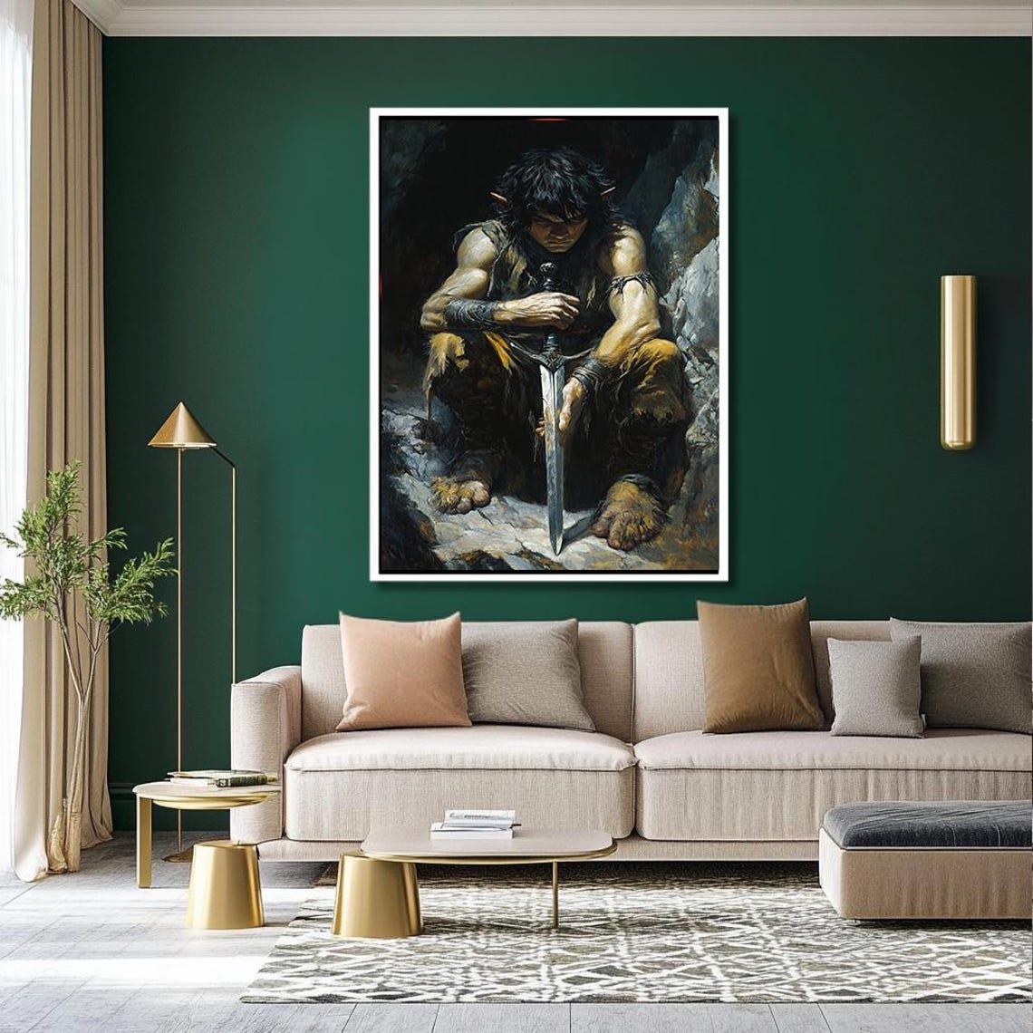Brooding Seated Warrior With Sword Dark Adventure Art Poster - Image 3