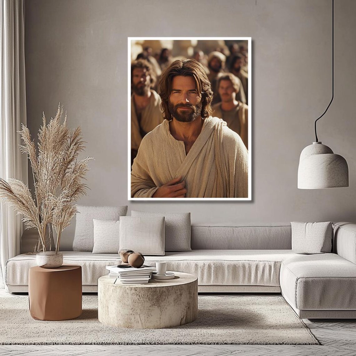 Jesus Portrait Poster: Compassionate Christ With Disciples Behind Him - Image 2