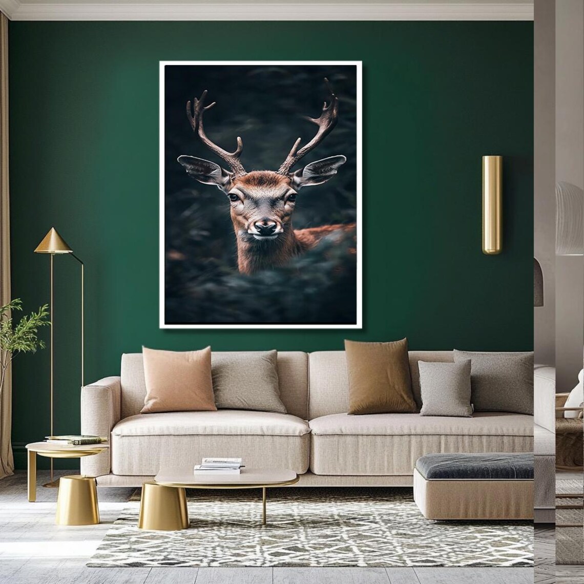Majestic Red Deer Stag Portrait In Dark Forest Wildlife Poster - Image 2