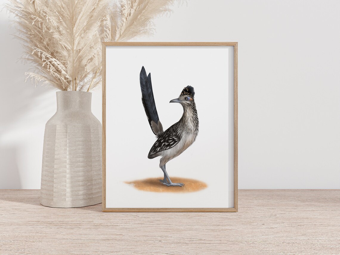 Roadrunner Art Print Western Art Vintage Western Decor Southwestern Wall Art Desert Wall Art Print Sonoran Desert Painting Bird Art