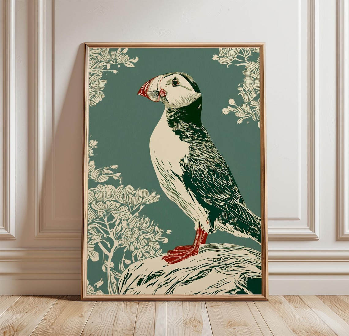 Puffin Bird Poster, Coastal Wildlife Nature Print