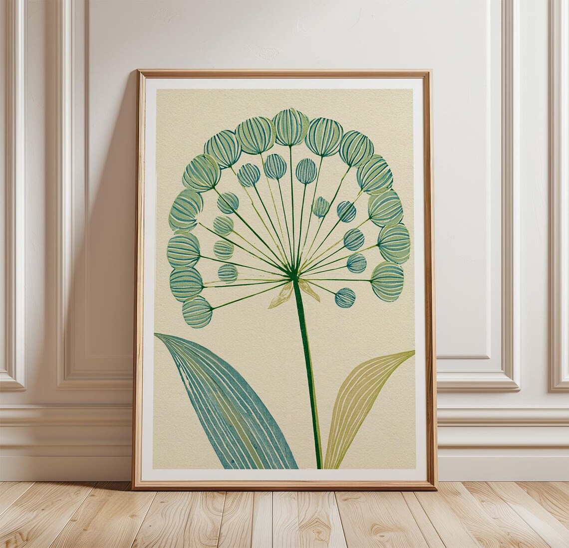 Allium Seed Head Botanical Monoprint, Poster