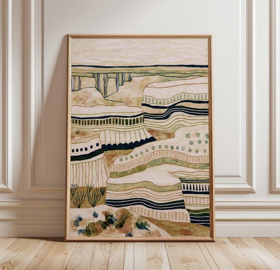 Abstract Canyon Landscape, Modern Desert Art Print