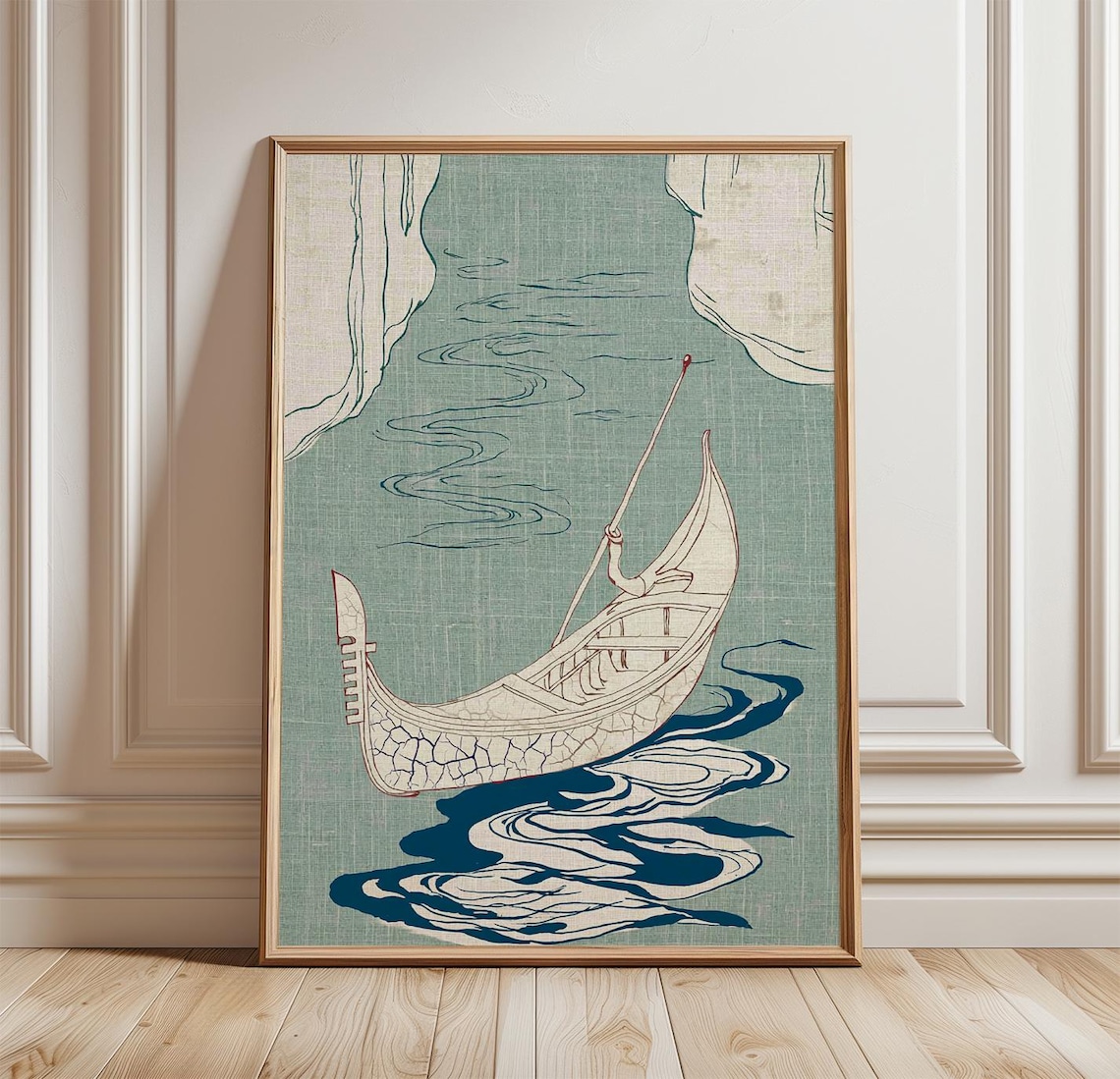 Venetian Gondola, Vintage Coastal Nautical Poster