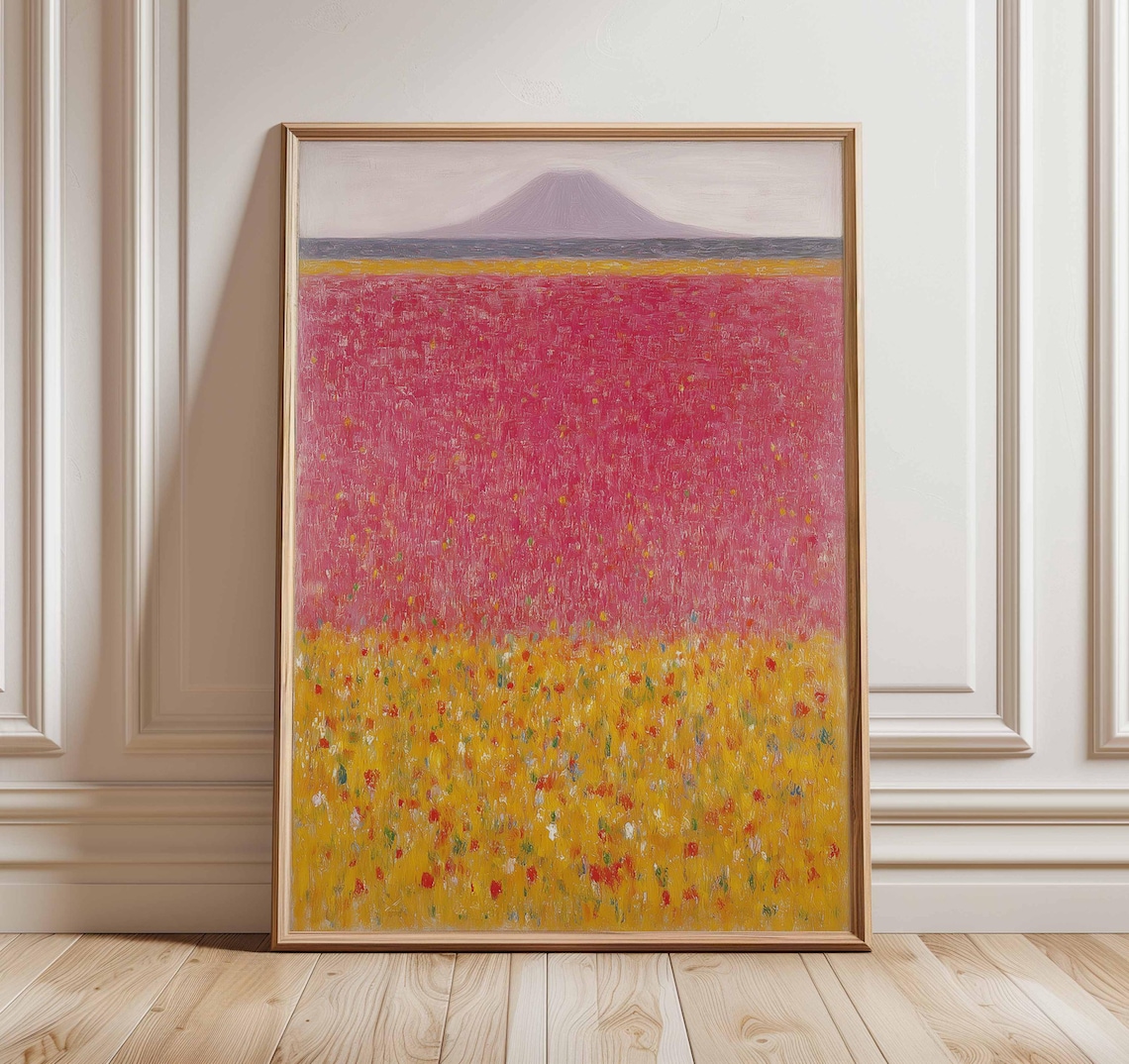 Colorful Abstract Flower Field Poster, Modern Impressionist