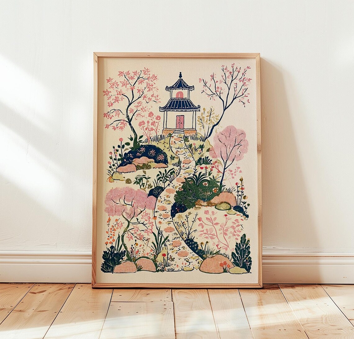 Japanese Garden Botanical Landscape Art Print