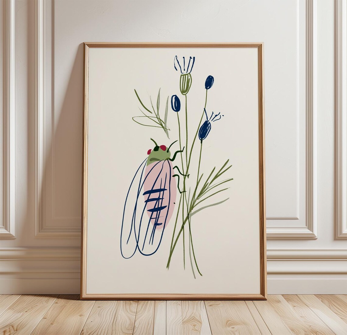 Cicada Botanical Minimal Nature Art Print