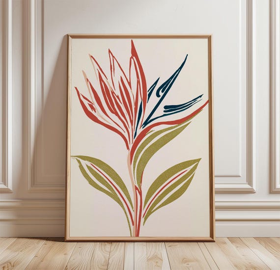 Bird Of Paradise Tropical Botanical Art Print