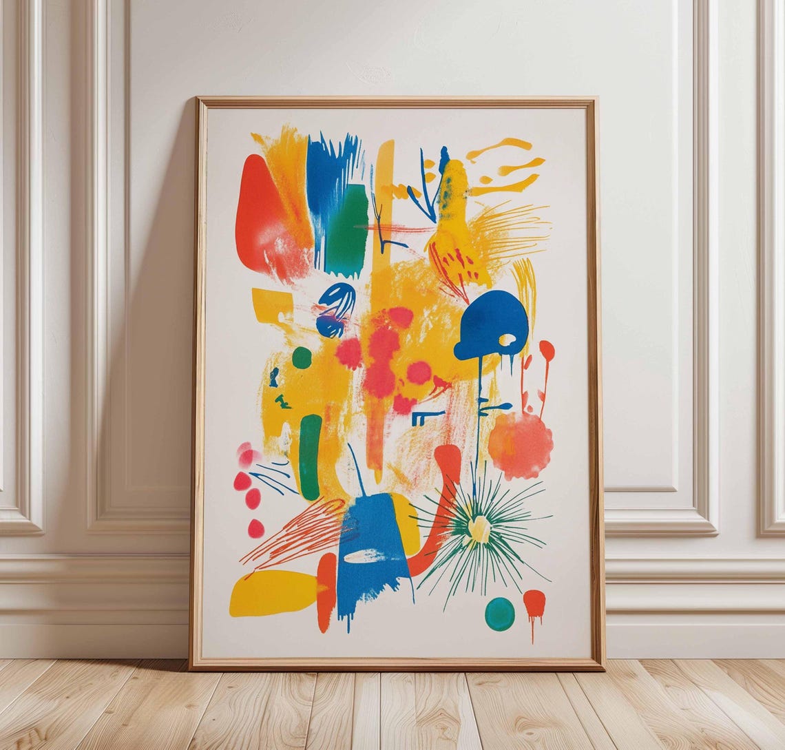 Colorful Abstract Brushstrokes Paint Splash Modern Art Poster
