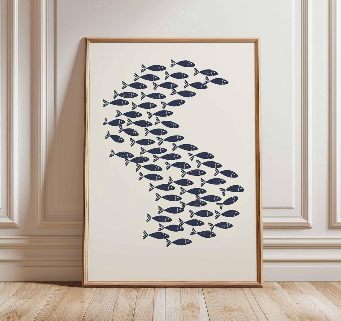 Minimalist Fish Poster, Nautical Sea Life Wall Art