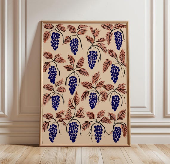 Grape Vine Mediterranean Kitchen Art Print