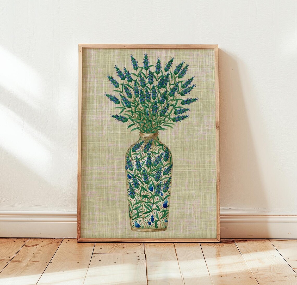 Lavender Vase, Cottagecore Floral Art Print