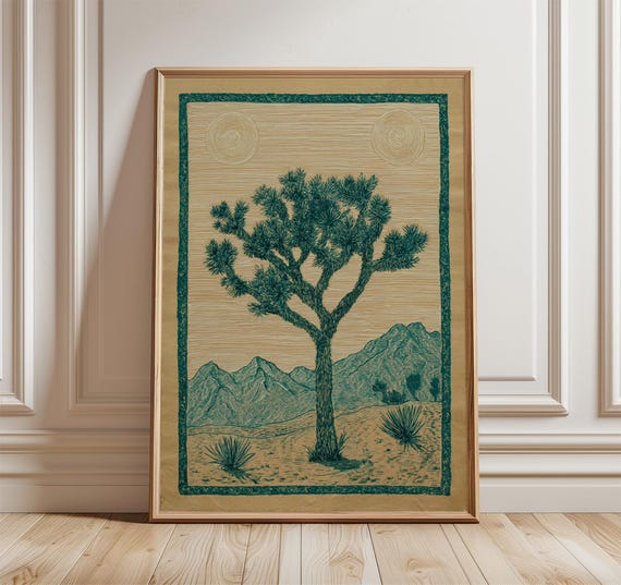 Joshua Tree Vintage Desert Illustration, Southwestern Botanical