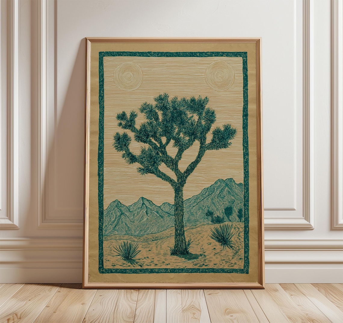 Joshua Tree Vintage Desert Illustration, Southwestern Botanical