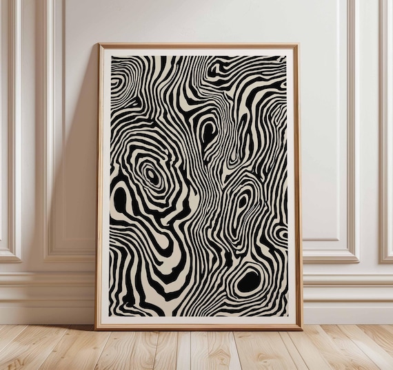 Abstract Zebra Print Poster Modern Black And White Wall Art Bold Animal Pattern Design Contemporary Graphic Home Decor