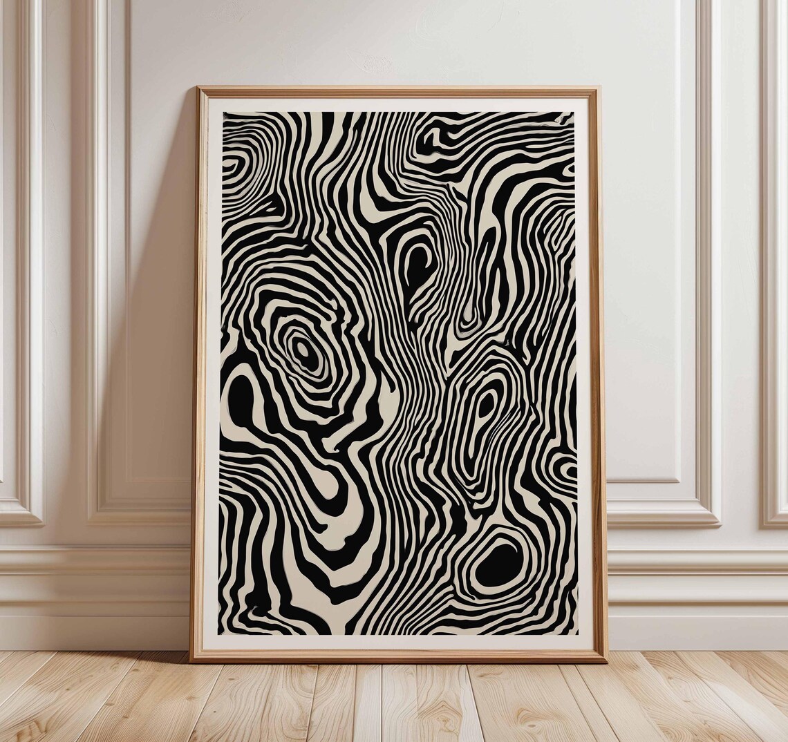 Abstract Zebra Print Poster Modern Black And White Wall Art Bold Animal Pattern Design Contemporary Graphic Home Decor