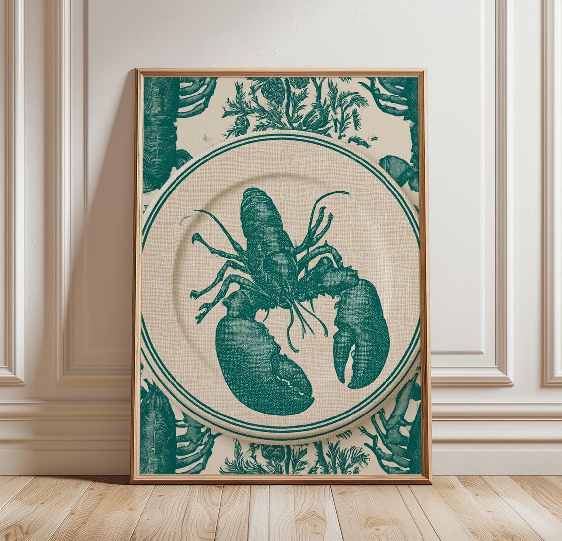 Lobster Poster, Vintage Coastal Kitchen Art