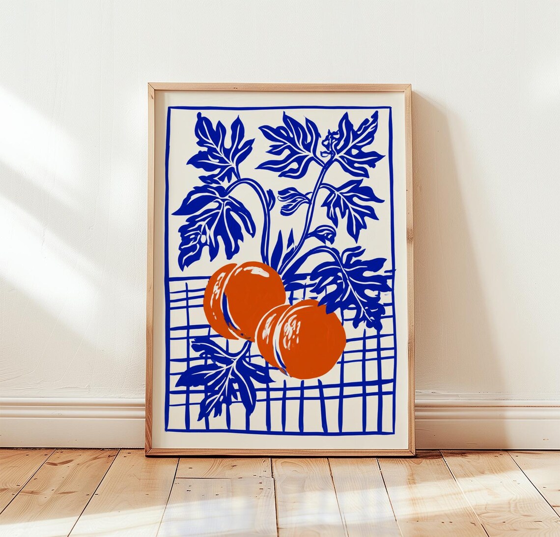 Orange Peach Botanical Gouache Art Print