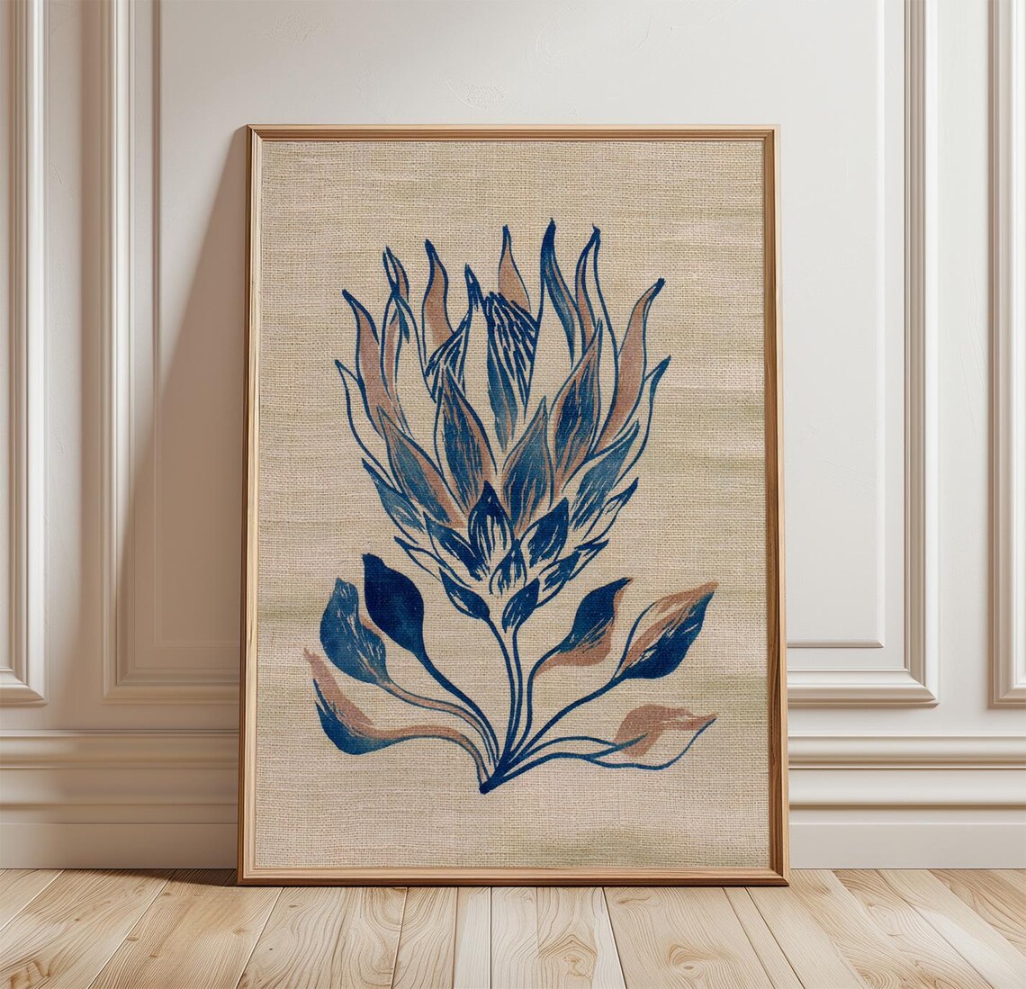 Blue Protea Flower Botanical Floral Art Print