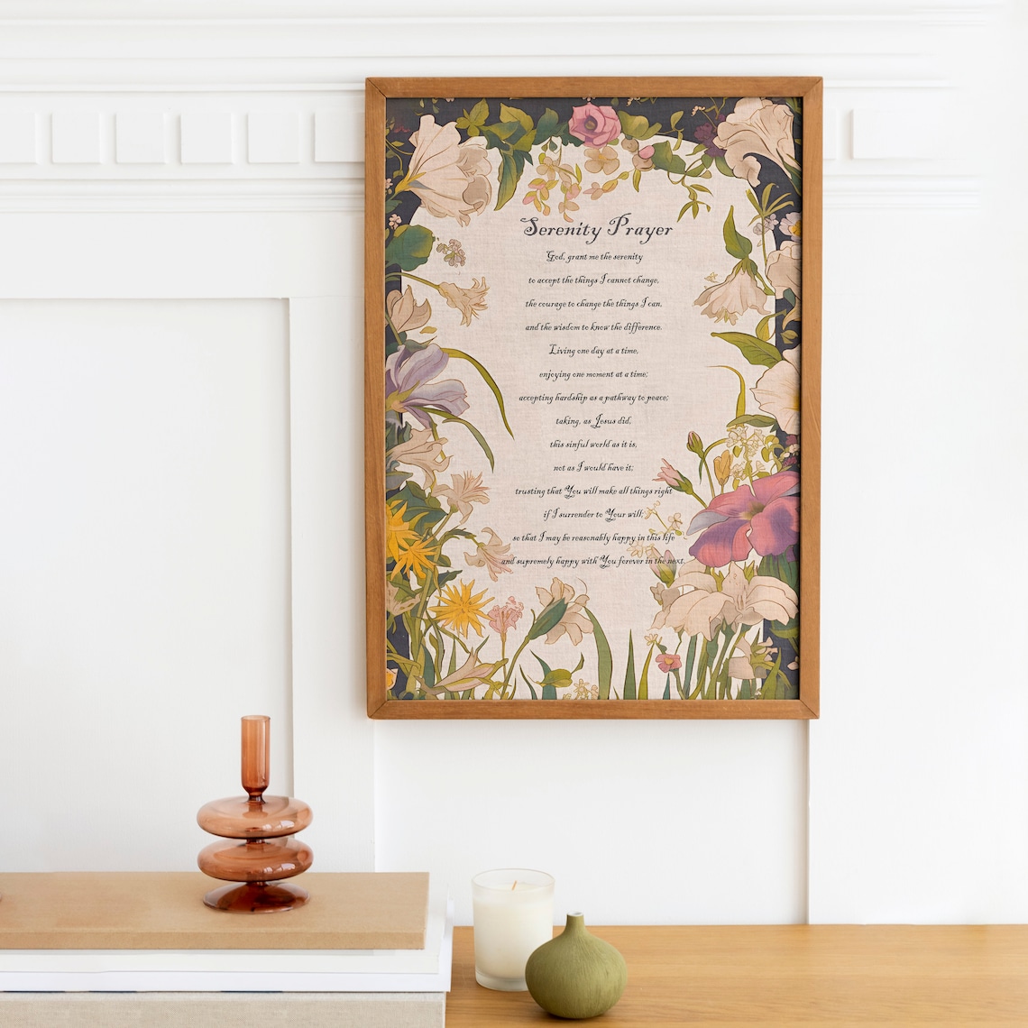 Serenity Prayer, Inspirational Floral Art Print - Image 2