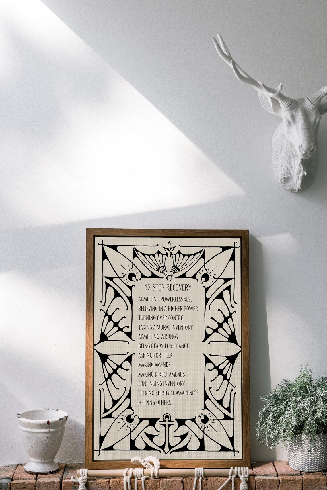 12 Steps Recovery Inspirational Vintage Art Print - Image 2