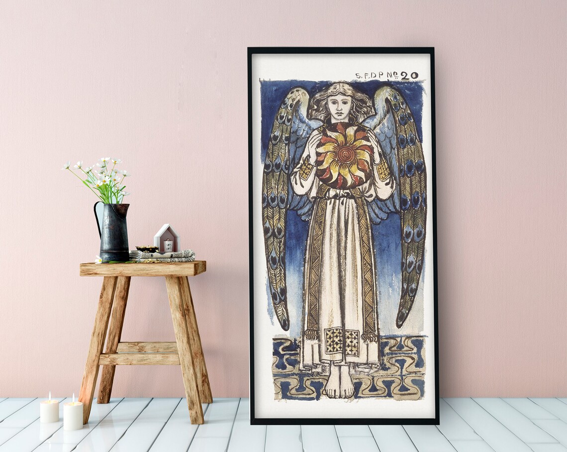 William Morris Angel Art Nouveau Poster, Vintage