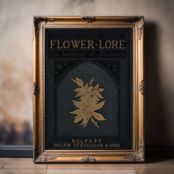 Flower Lore Vintage Art Nouveau Floral Poster Print