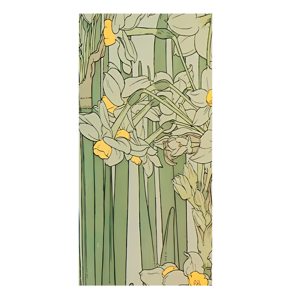 Vintage Green Floral Nouveau Art Print, Boho Decor - Image 2